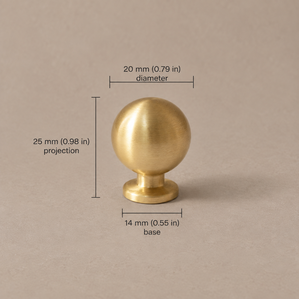Flat Disc Cabinet Knobs — Polished Brass — brass-knob-20mm-25mm-projection