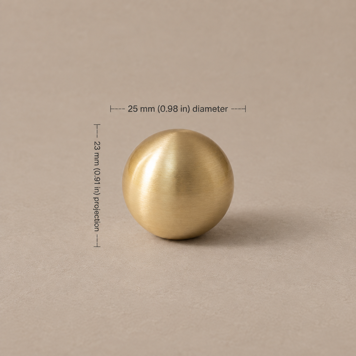 Flat Disc Cabinet Knobs — Polished Brass — brass-knob-25mm-23mm-projection