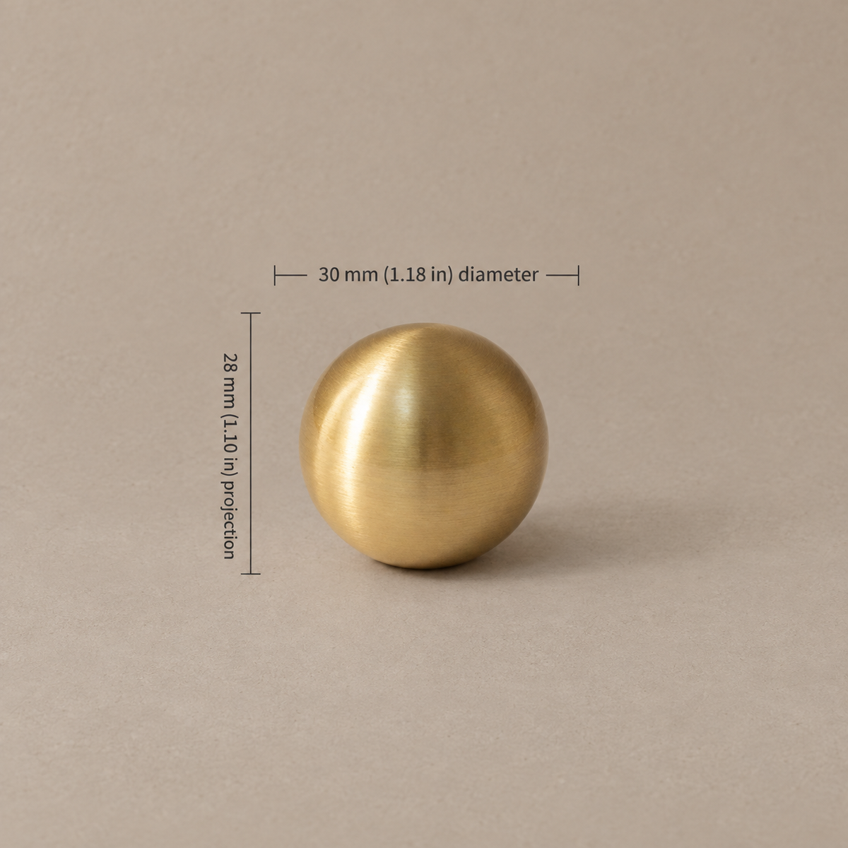 Flat Disc Cabinet Knobs — Polished Brass — brass-knob-30mm-28mm-projection