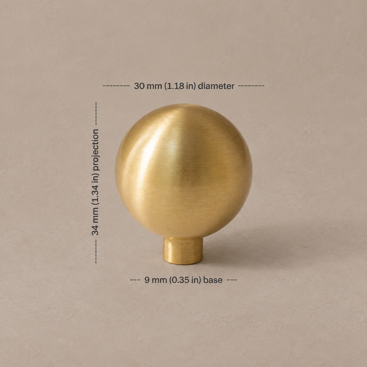 Flat Disc Cabinet Knobs — Polished Brass — brass-knob-30mm-34mm-projection