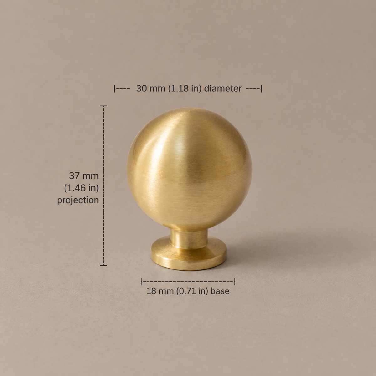Flat Disc Cabinet Knobs — Polished Brass — brass-knob-30mm-37mm-projection