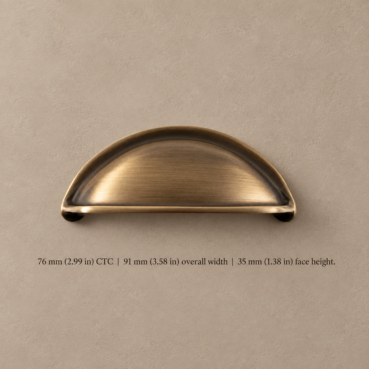 Fluted Barrel Cabinet Pull & Knob — Antique Brass — cup-76mm