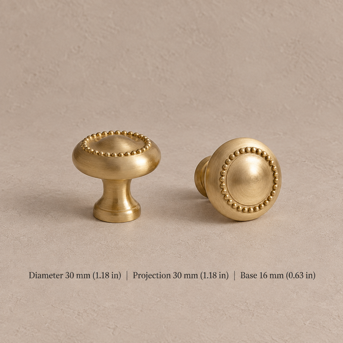 Solid Brushed Brass Cabinet Pull & Knob — French Style Design — knob-30
