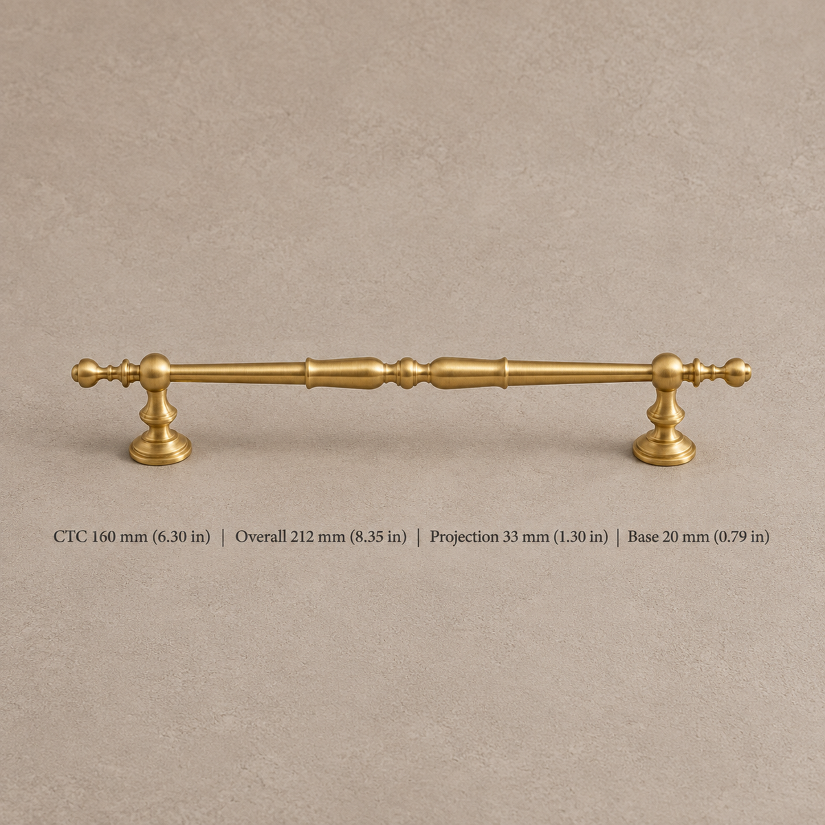 Solid Brushed Brass Cabinet Pull & Knob — French Style Design — pull-160
