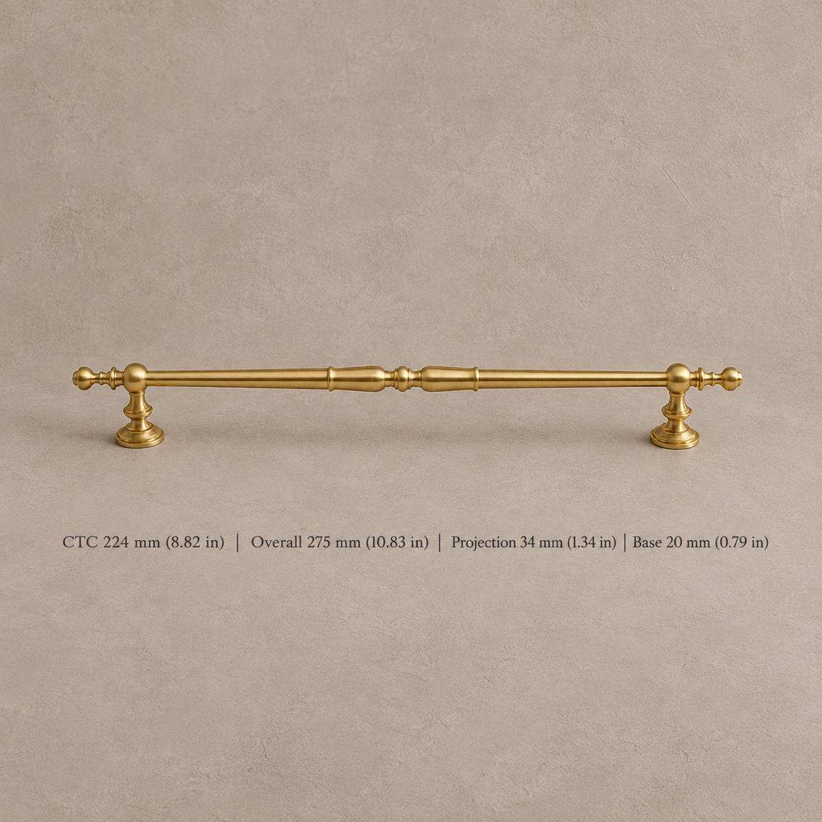 Solid Brushed Brass Cabinet Pull & Knob — French Style Design — pull-224