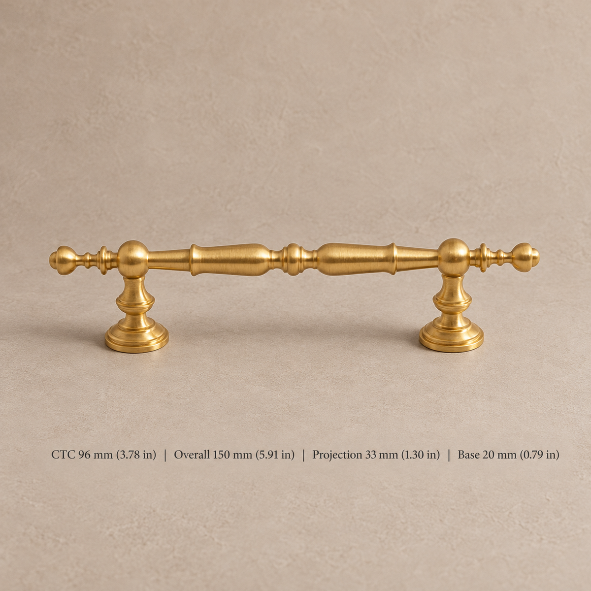 Solid Brushed Brass Cabinet Pull & Knob — French Style Design — pull-96