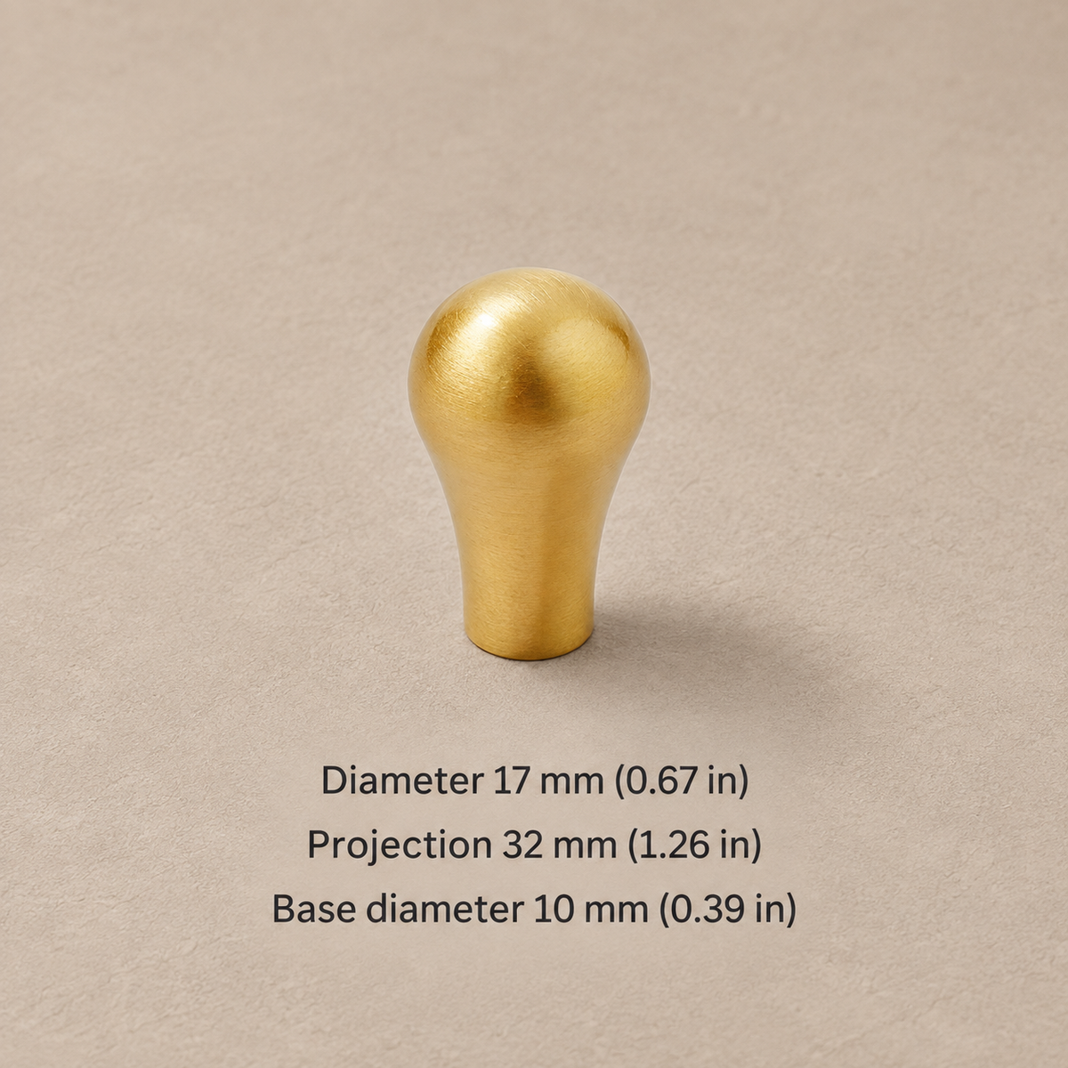 French Spindle Cabinet Pull & Knob — PVD Gold — droplet-knob-17mm