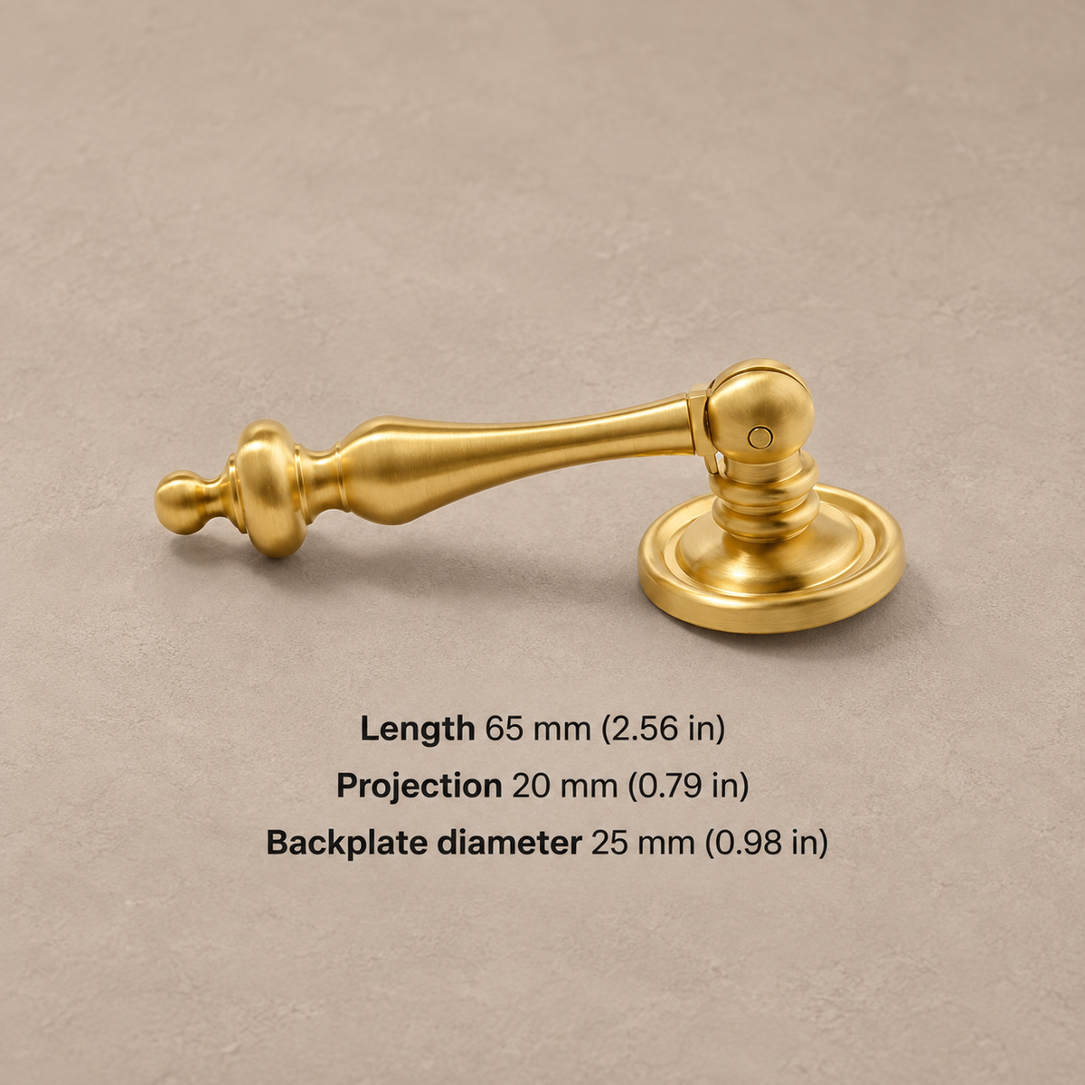 French Spindle Cabinet Pull & Knob — PVD Gold — pendant-65mm