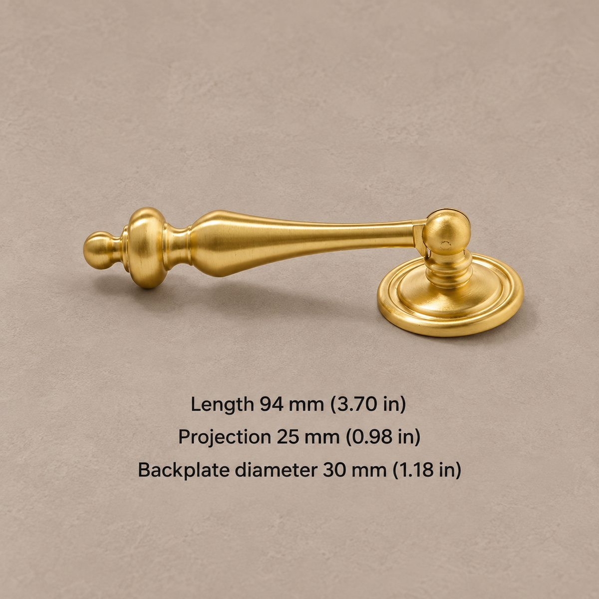 French Spindle Cabinet Pull & Knob — PVD Gold — pendant-94mm
