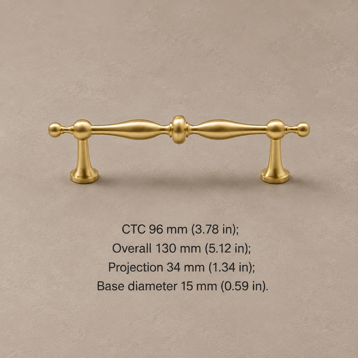French Spindle Cabinet Pull & Knob — PVD Gold — pull-96mm