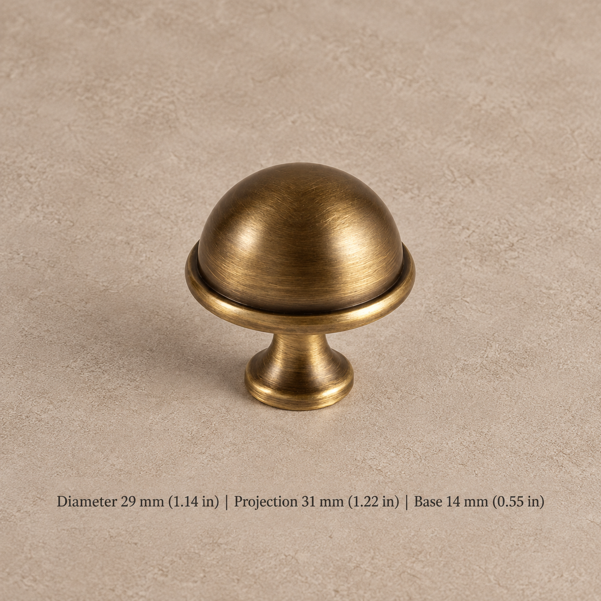 Antique Brass Solid Brass Cabinet Pulls & Knobs — Geometric Design — dome-knob-29