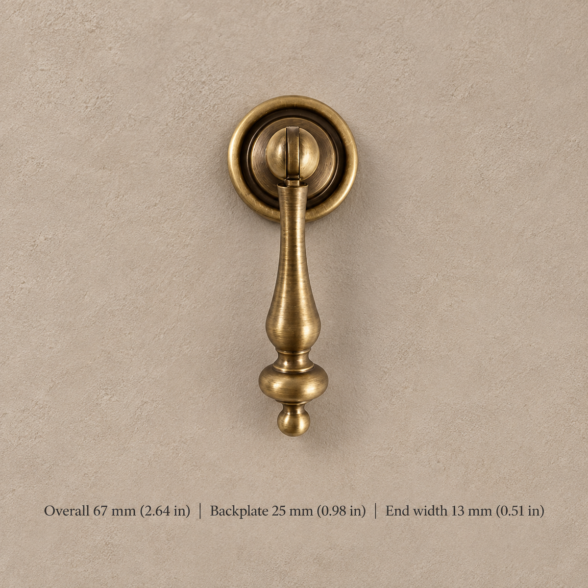 Antique Brass Solid Brass Cabinet Pulls & Knobs — Geometric Design — pendant-67