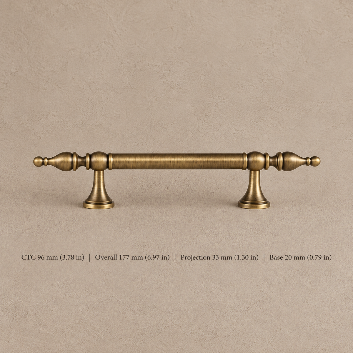 Antique Brass Solid Brass Cabinet Pulls & Knobs — Geometric Design — pull-96
