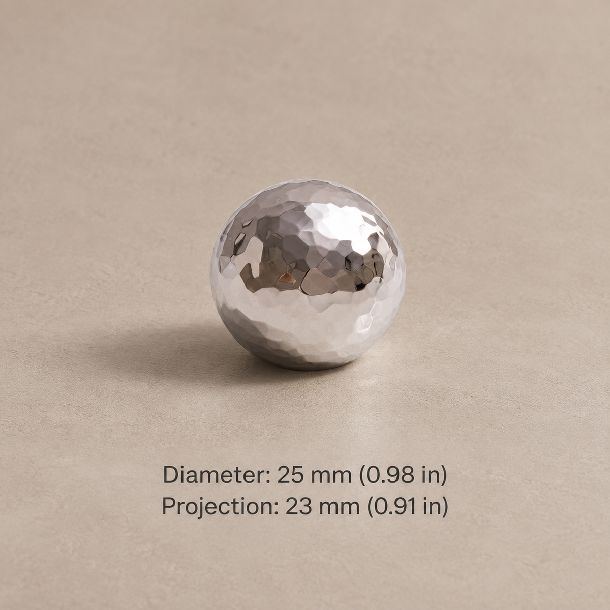 Solid Brass Hammered Cabinet Pull & Knob — Chrome & PVD Gold Finish — chrome-ball-25mm