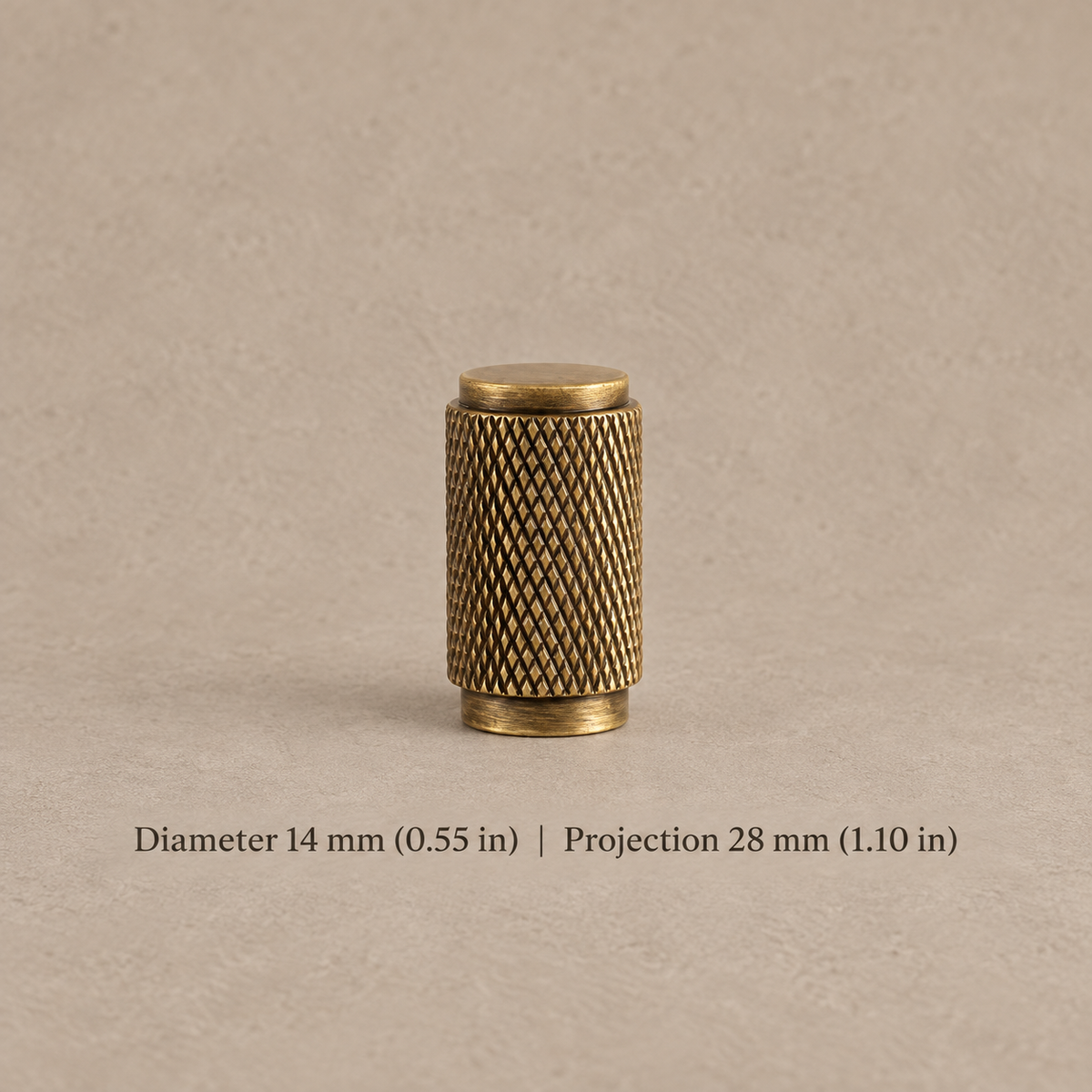 Antique Brass Solid Brass Knurled Cabinet Pulls & Knobs — Modern Industrial Design — knob-14