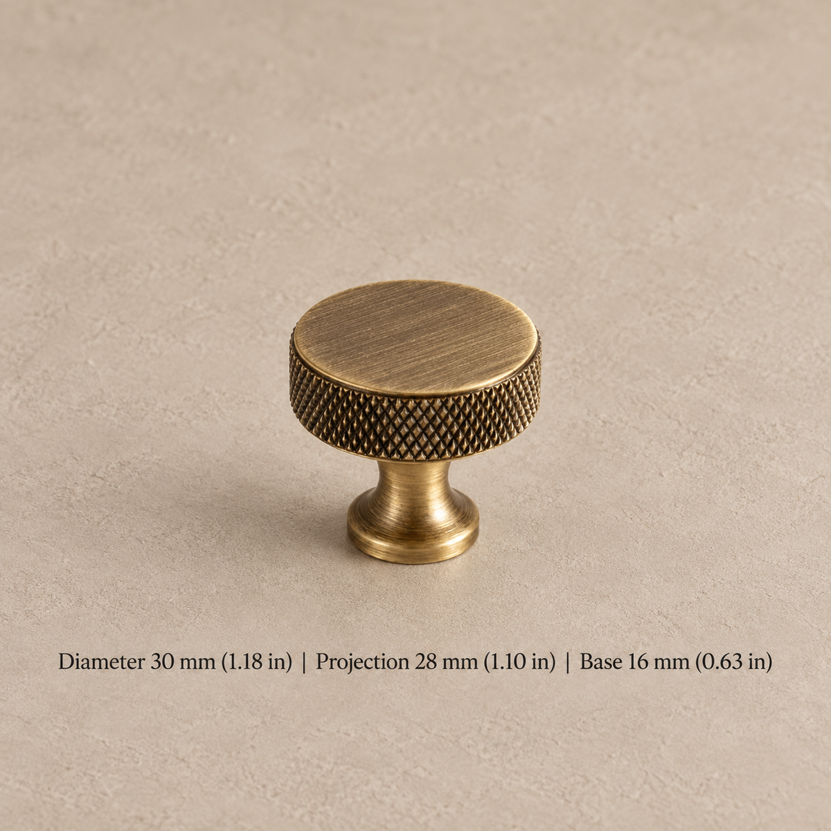Antique Brass Solid Brass Knurled Cabinet Pulls & Knobs — Modern Industrial Design — knob-30