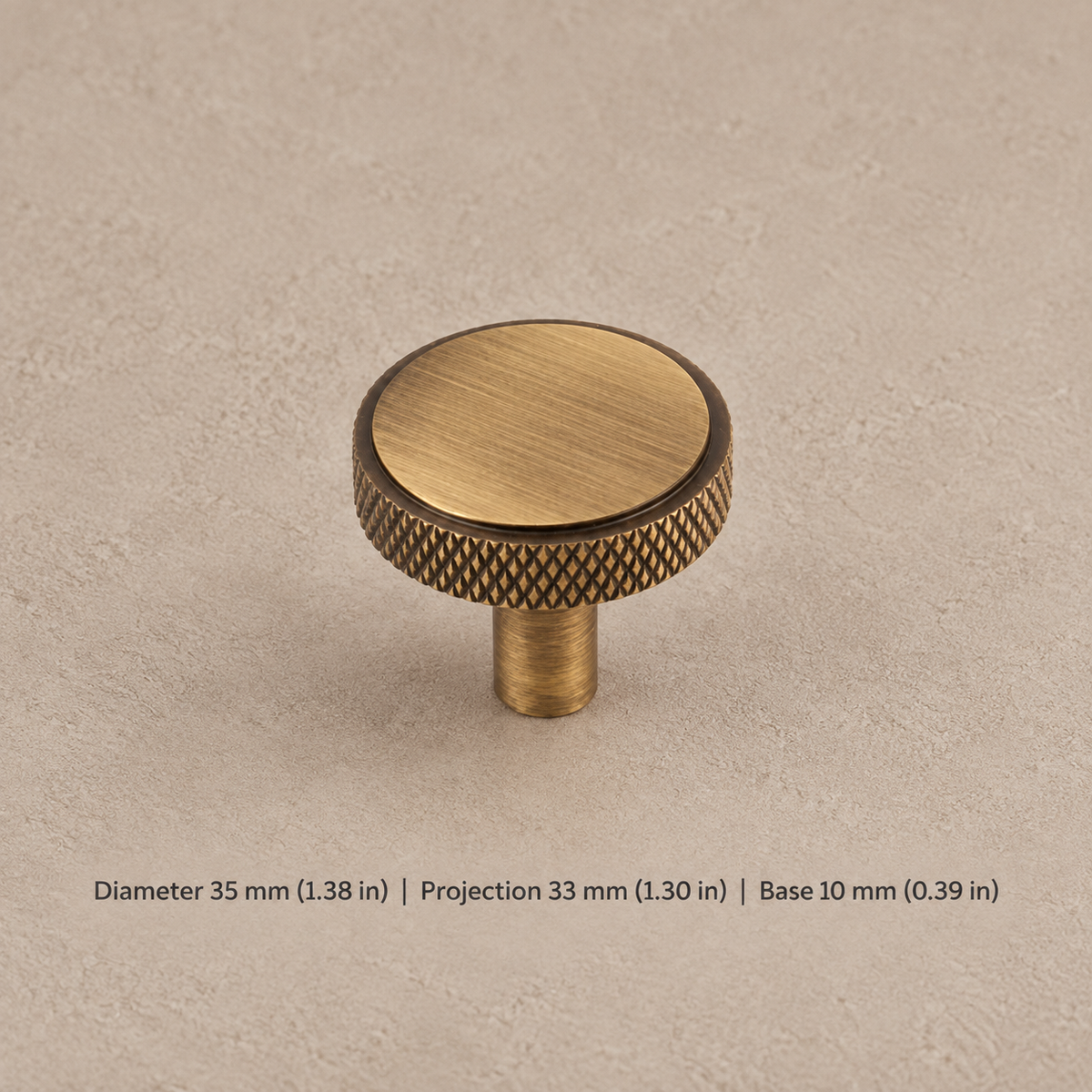 Antique Brass Solid Brass Knurled Cabinet Pulls & Knobs — Modern Industrial Design — knob-35