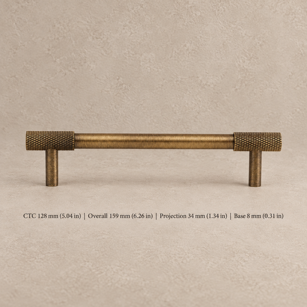 Antique Brass Solid Brass Knurled Cabinet Pulls & Knobs — Modern Industrial Design — pull-128