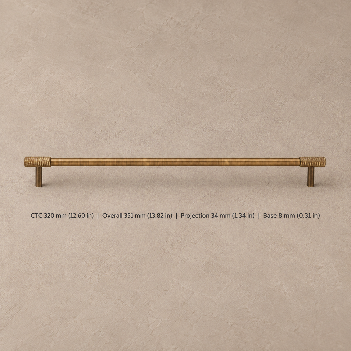 Antique Brass Solid Brass Knurled Cabinet Pulls & Knobs — Modern Industrial Design — pull-320
