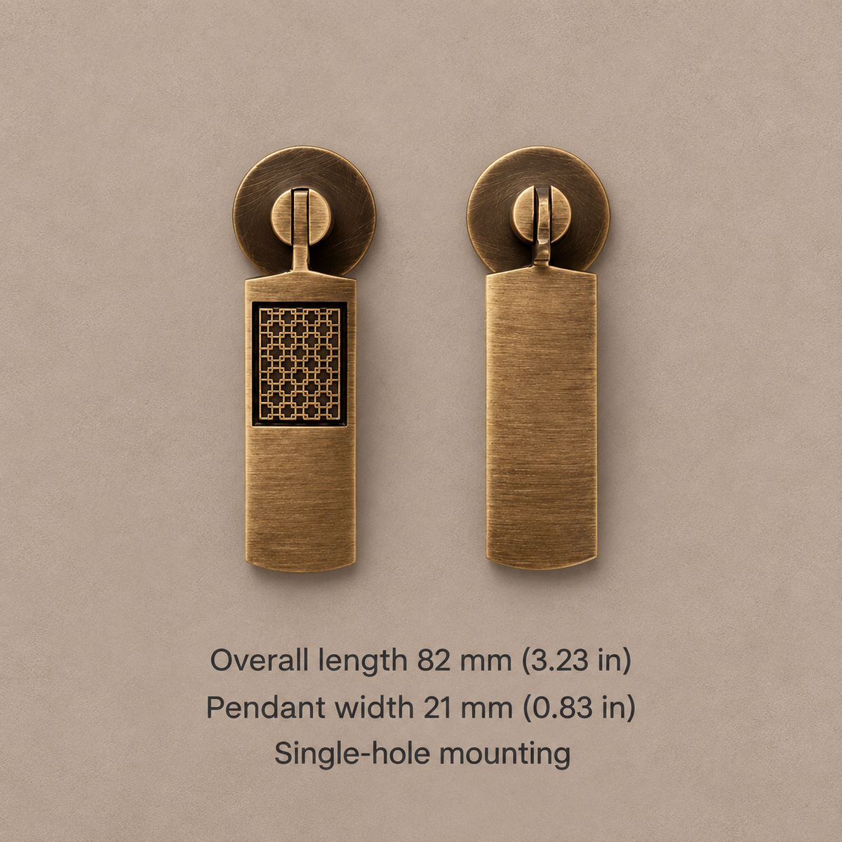 Knurled Cabinet Pull & Knob — Antique Bronze — drop-pull-82mm