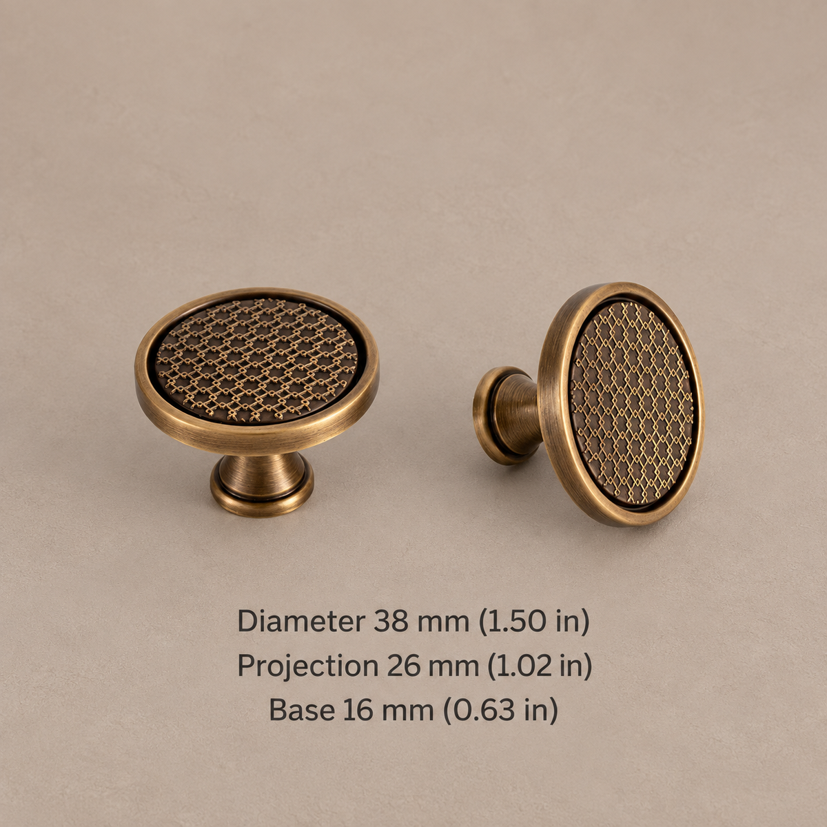 Knurled Cabinet Pull & Knob — Antique Bronze — knob-38mm