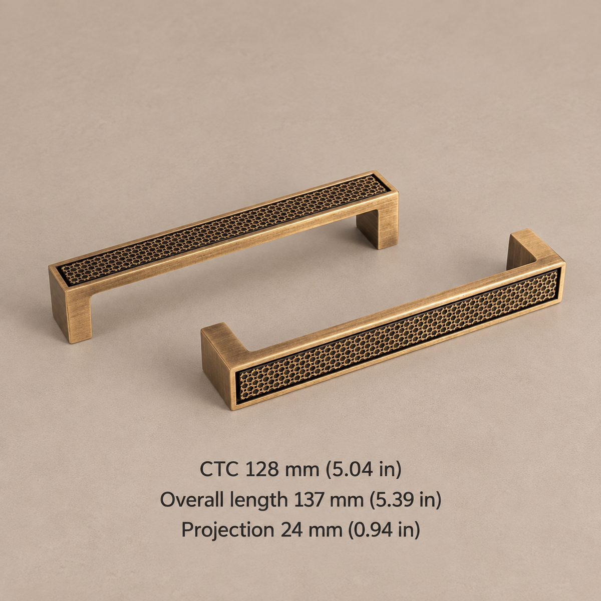 Knurled Cabinet Pull & Knob — Antique Bronze — pull-128mm