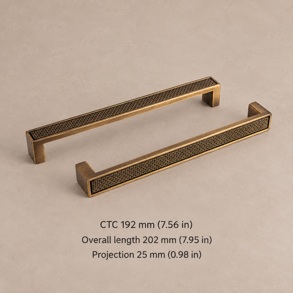Knurled Cabinet Pull & Knob — Antique Bronze — pull-192mm