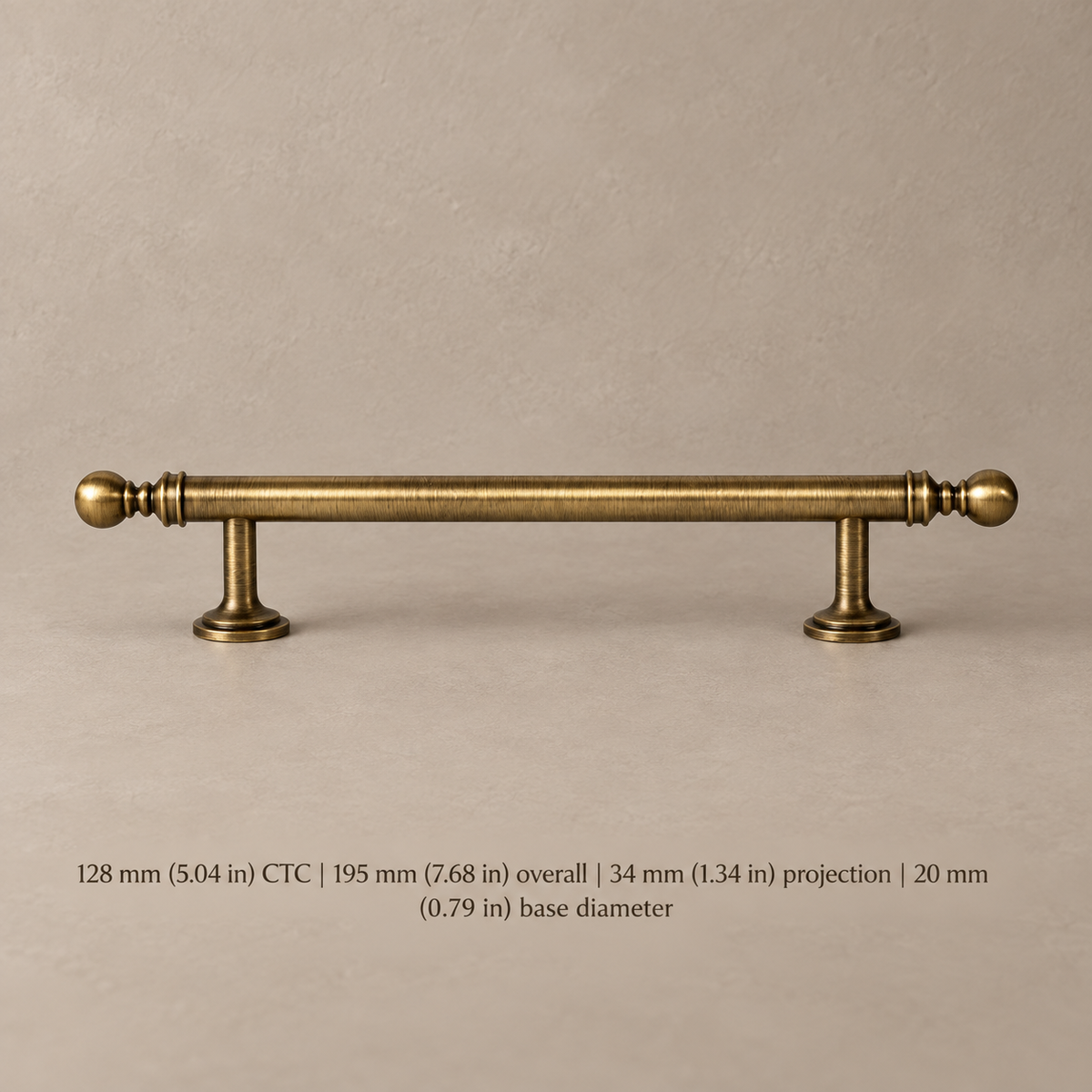 Long Bar Cabinet Pull & Knob — Brushed Brass — pull-128mm