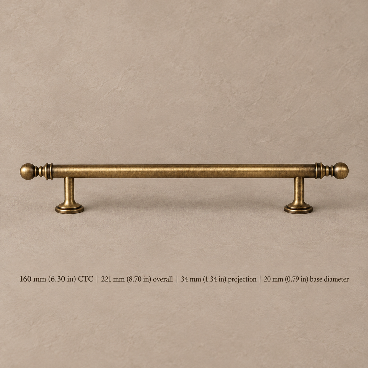Long Bar Cabinet Pull & Knob — Brushed Brass — pull-160mm