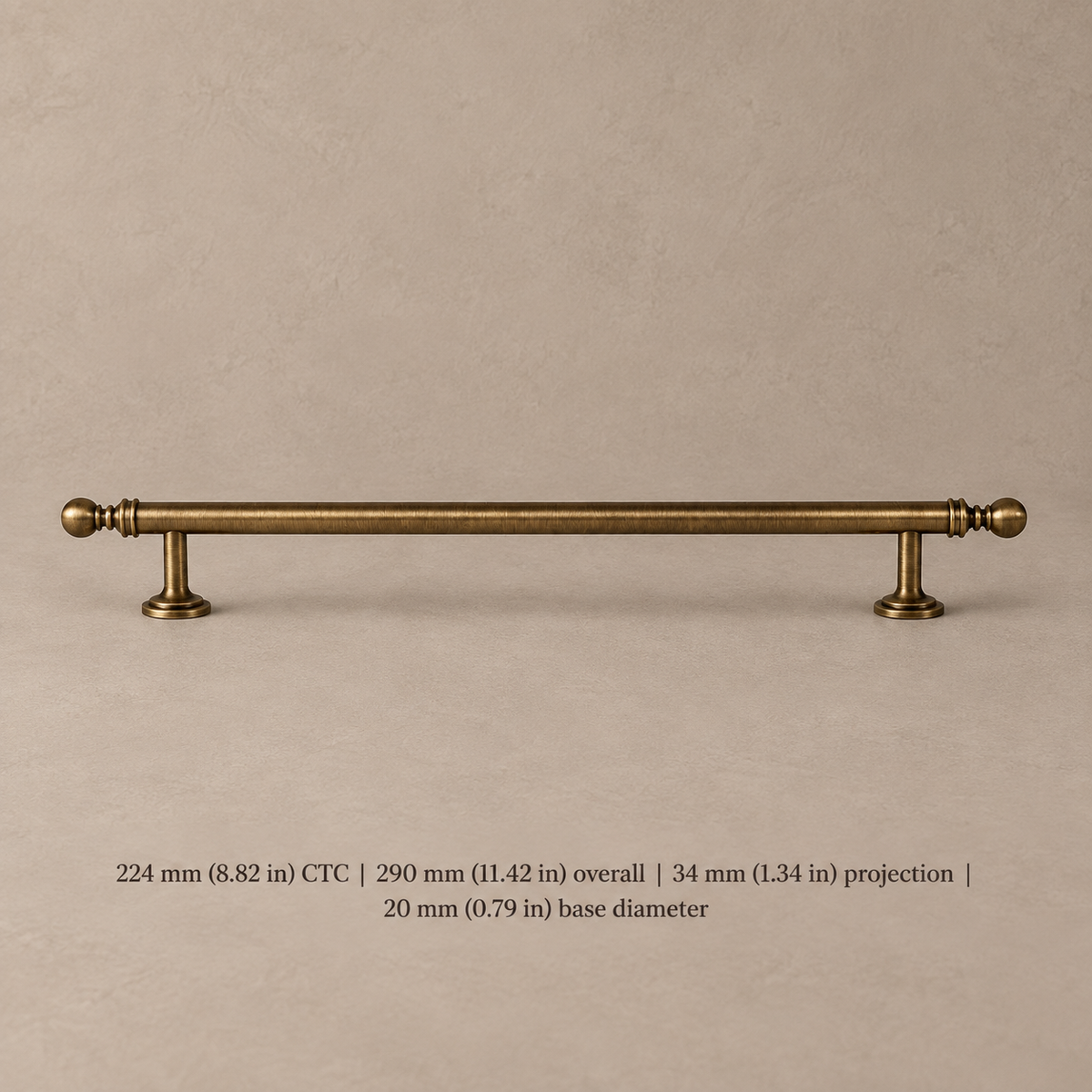 Long Bar Cabinet Pull & Knob — Brushed Brass — pull-224mm