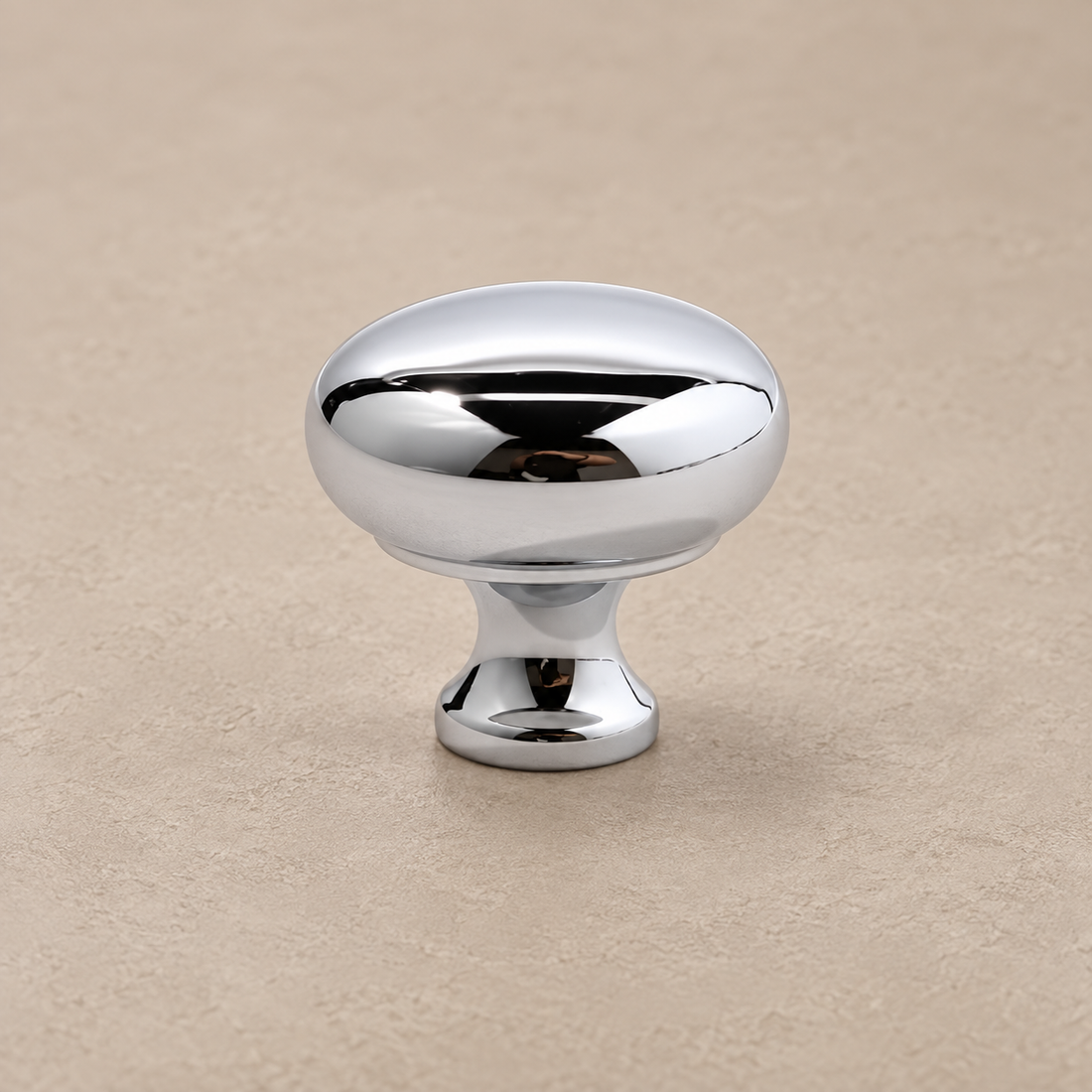 Solid Brass Cabinet Pull & Knob — Chrome & Gold Finish on a neutral stone studio background