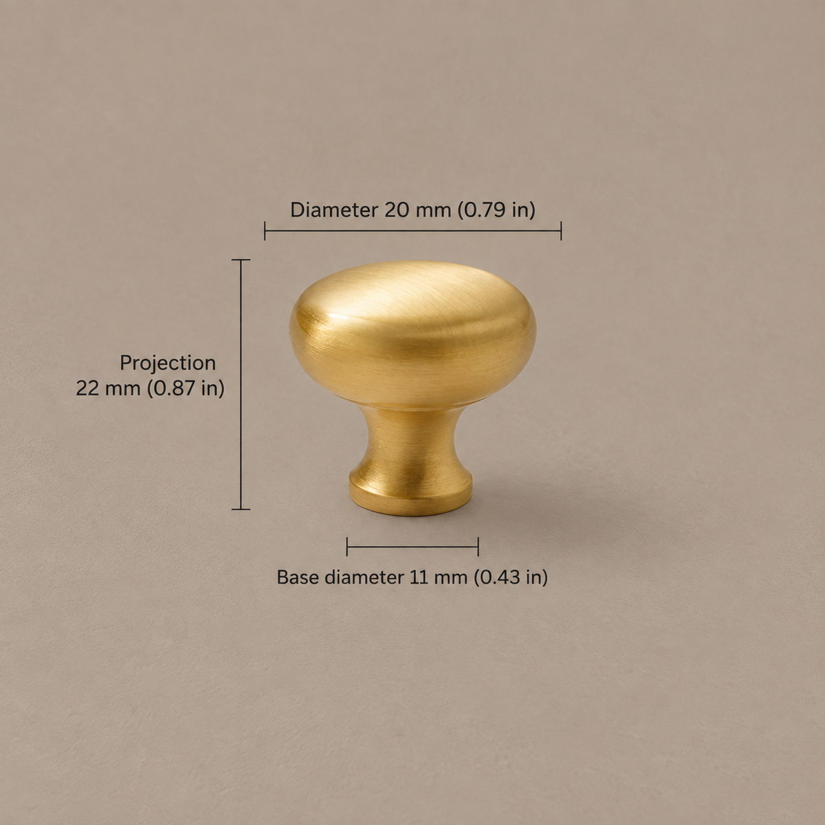 Nordic Arched Cabinet Pull & Knob — PVD Gold — knob-20mm