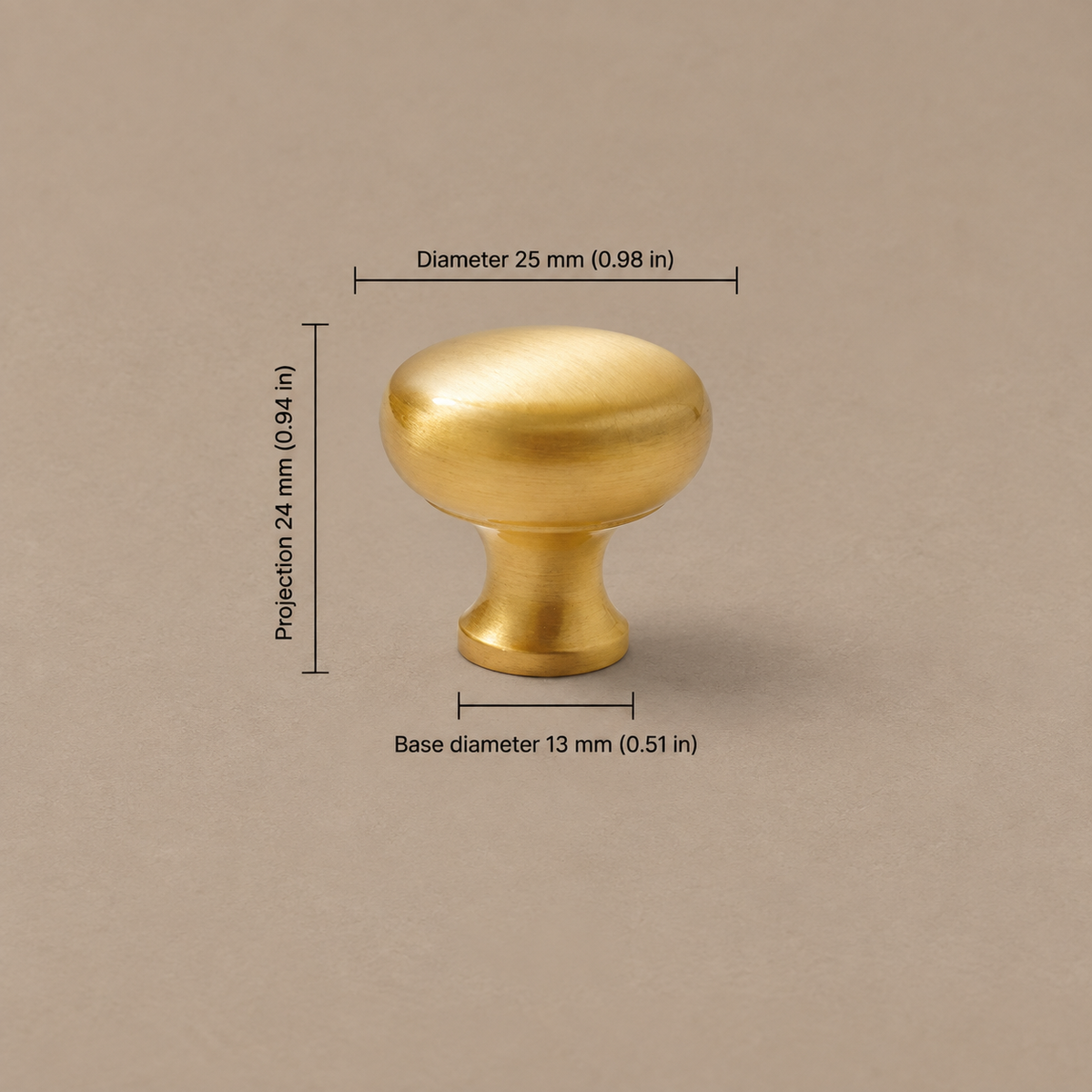 Nordic Arched Cabinet Pull & Knob — PVD Gold — knob-25mm