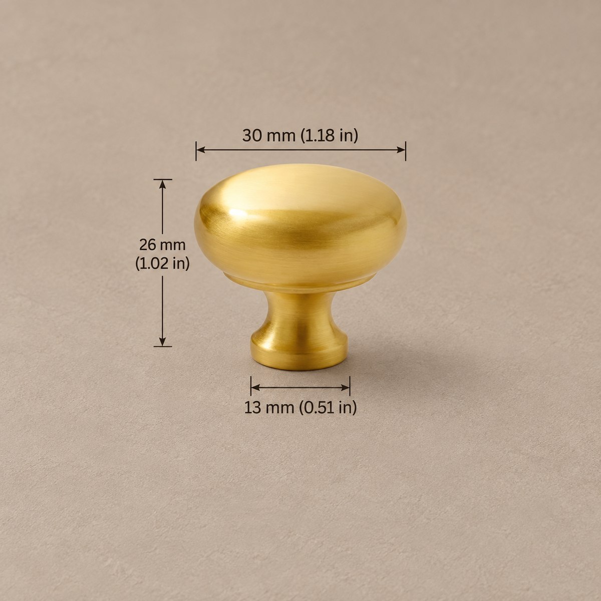 Nordic Arched Cabinet Pull & Knob — PVD Gold — knob-30mm