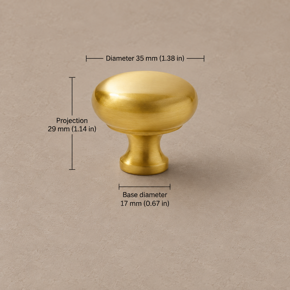 Nordic Arched Cabinet Pull & Knob — PVD Gold — knob-35mm