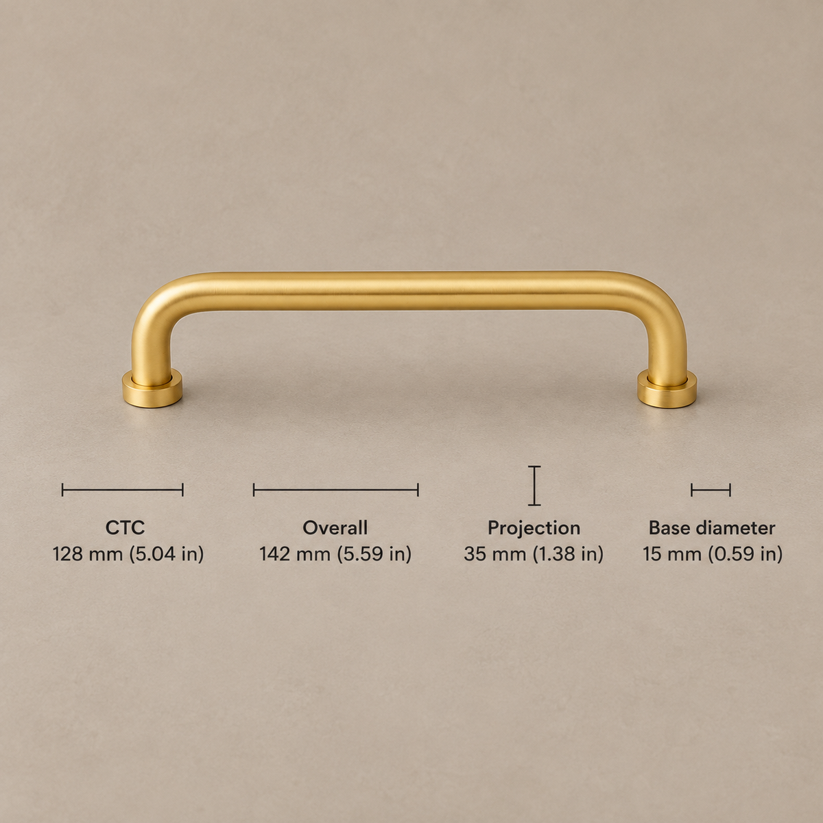 Nordic Arched Cabinet Pull & Knob — PVD Gold — pull-128mm