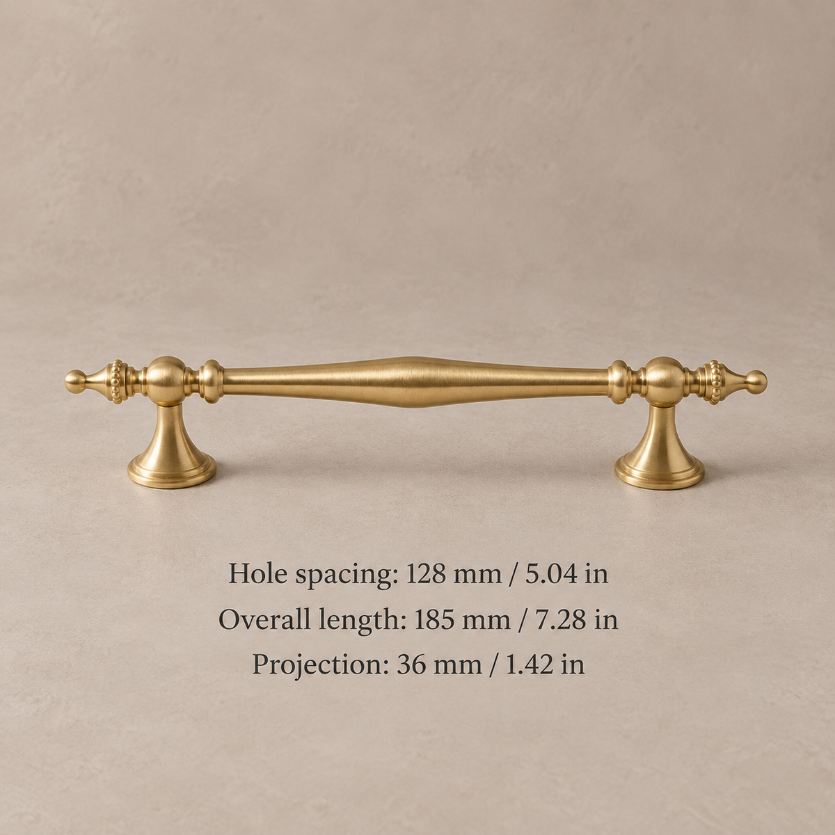 Nordic Solid Brushed Brass Cabinet Pull & Round Knob — 128mm