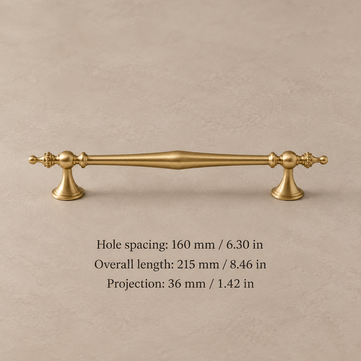 Nordic Solid Brushed Brass Cabinet Pull & Round Knob — 160mm