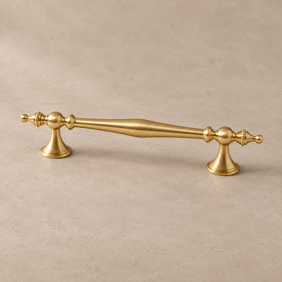 Nordic Solid Brushed Brass Cabinet Pull & Round Knob — pull-detail