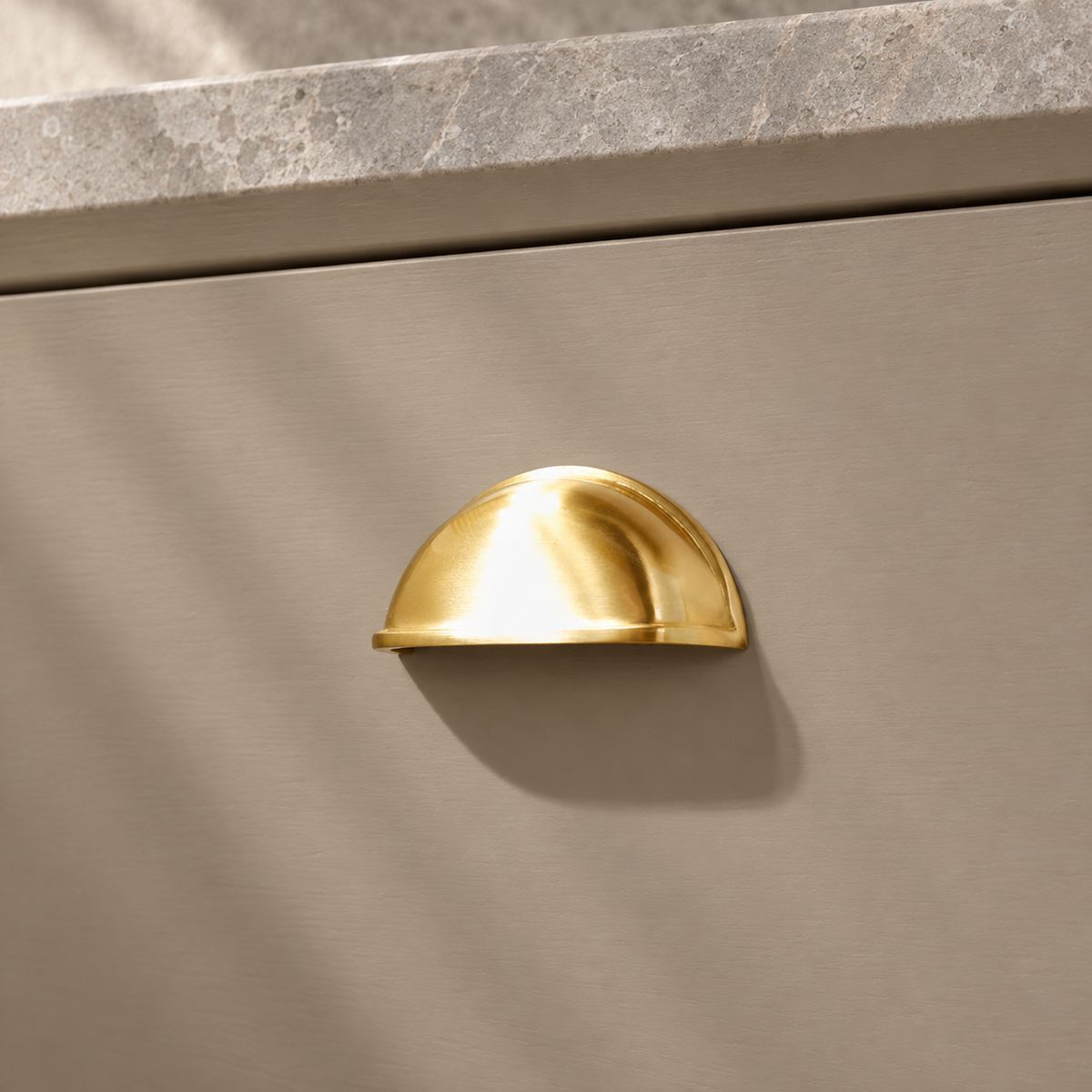 Solid Brass Cabinet Pull & Knob — Nordic Shell Design — installation