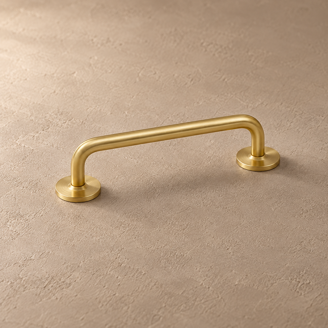 Solid Brass Cabinet Pull — Modern Nordic Style on a neutral stone studio background