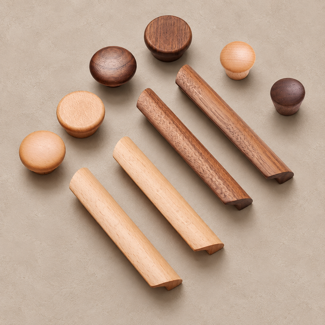 Nordic Wood Cabinet Pull & Knob — Walnut & Beech Decorative Hardware — approved main product image