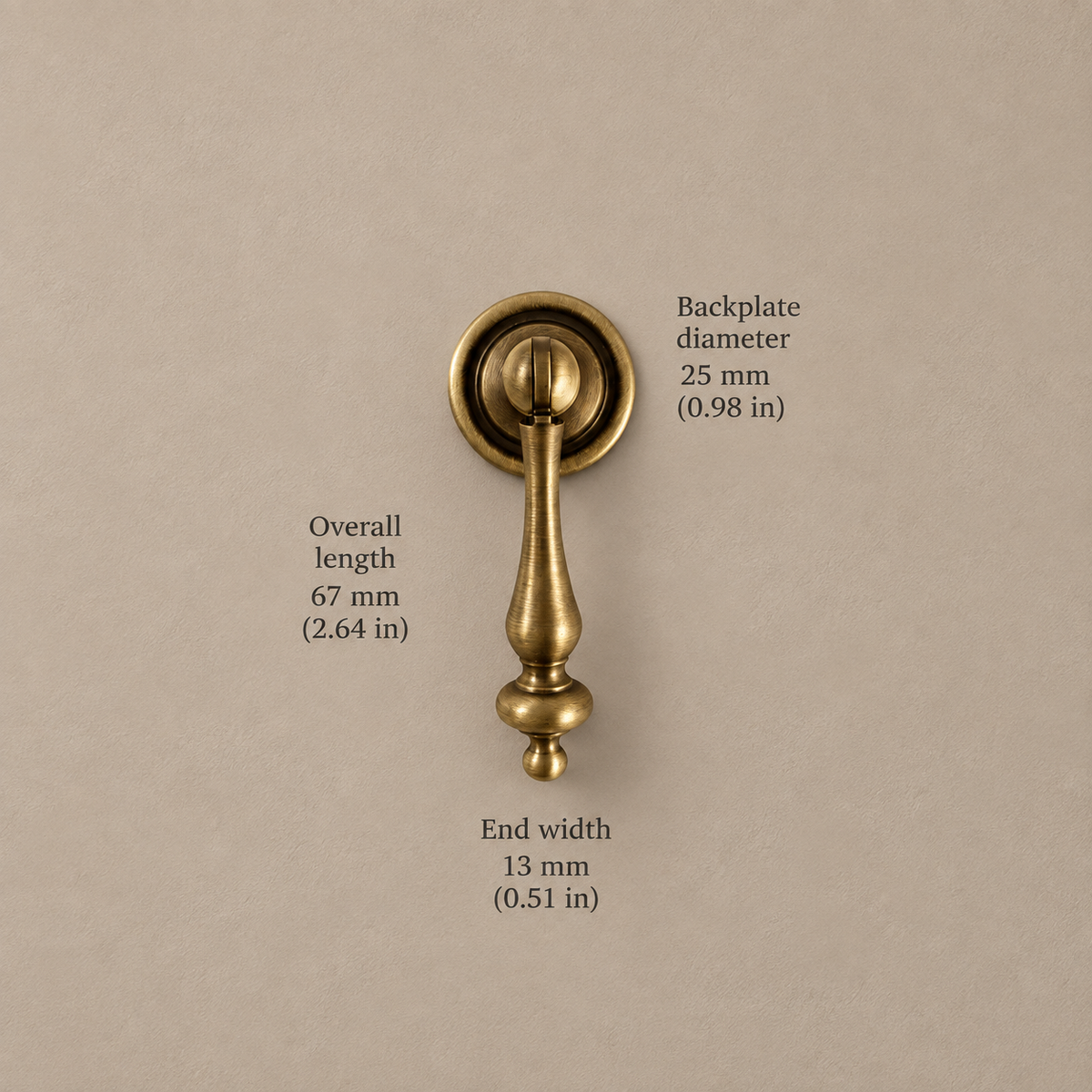 Ornate Spindle Cabinet Pull & Knob — Antique Brass — pendant-67