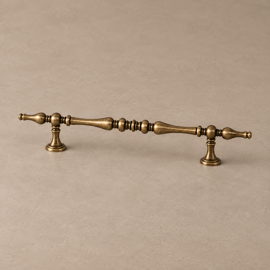 Ornate Spindle Cabinet Pull & Knob — Antique Brass — approved main product image