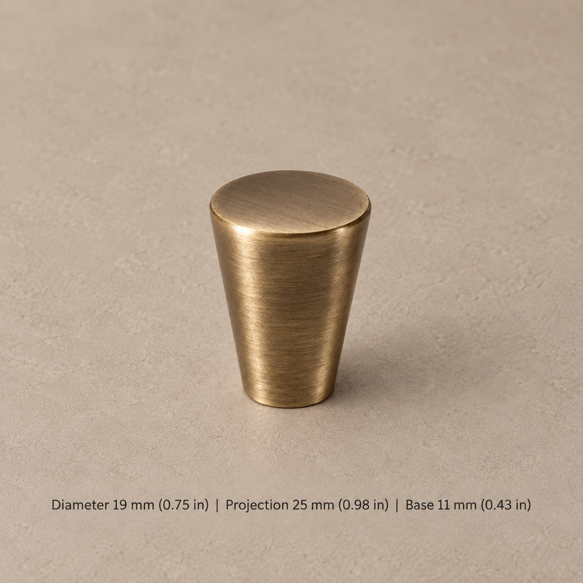 Antique Brass Pendant Solid Brass Cabinet Pulls & Knobs — tapered-knob-19mm