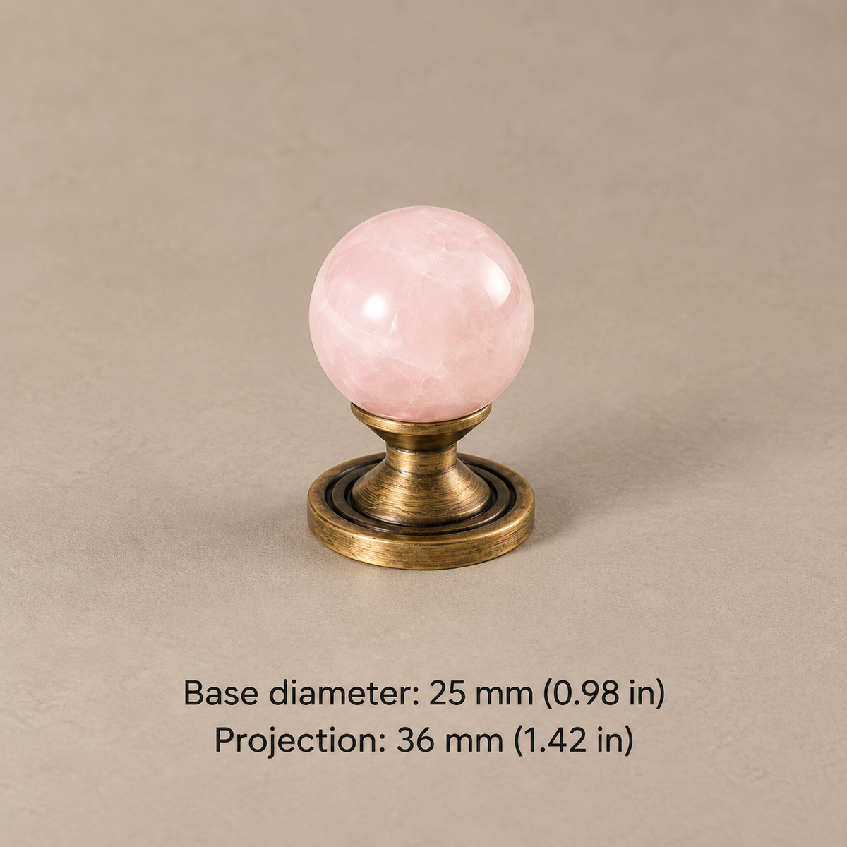 Pink Crystal Ball Brass Cabinet Knob & Ribbed Drawer Pull — option-10