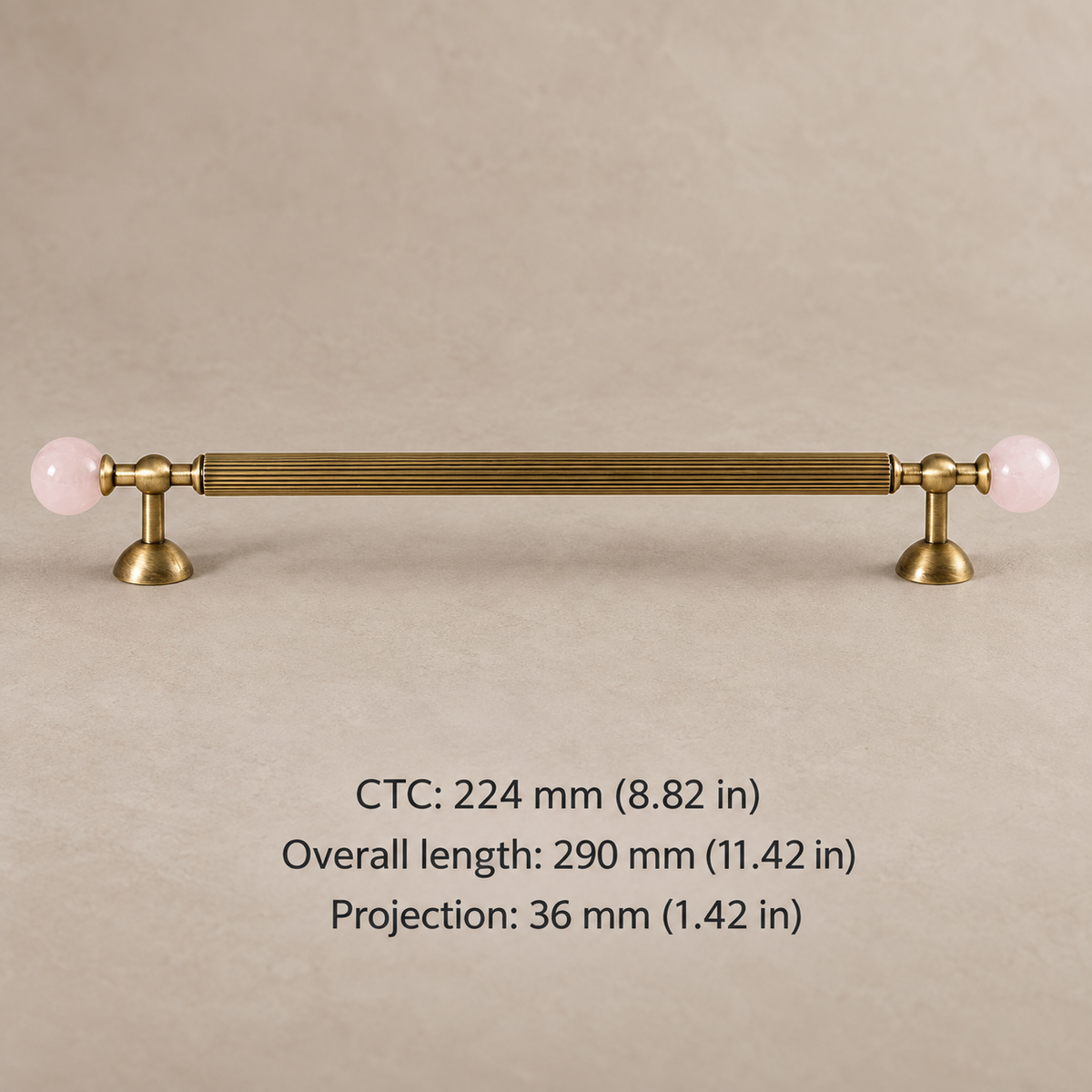 Pink Crystal Ball Brass Cabinet Knob & Ribbed Drawer Pull — option-2