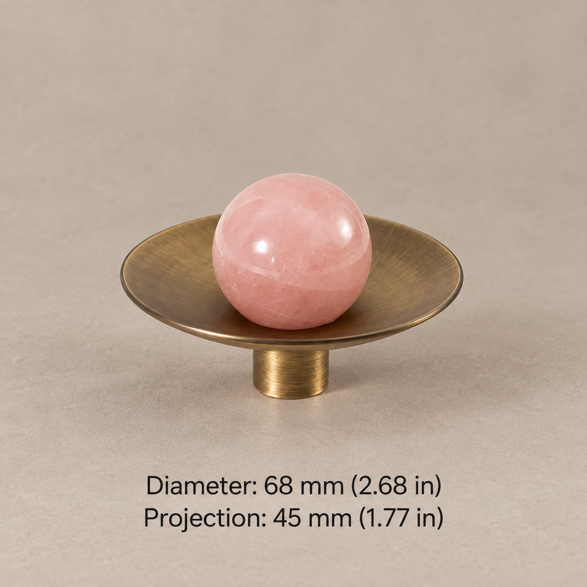 Pink Crystal Ball Brass Cabinet Knob & Ribbed Drawer Pull — option-3