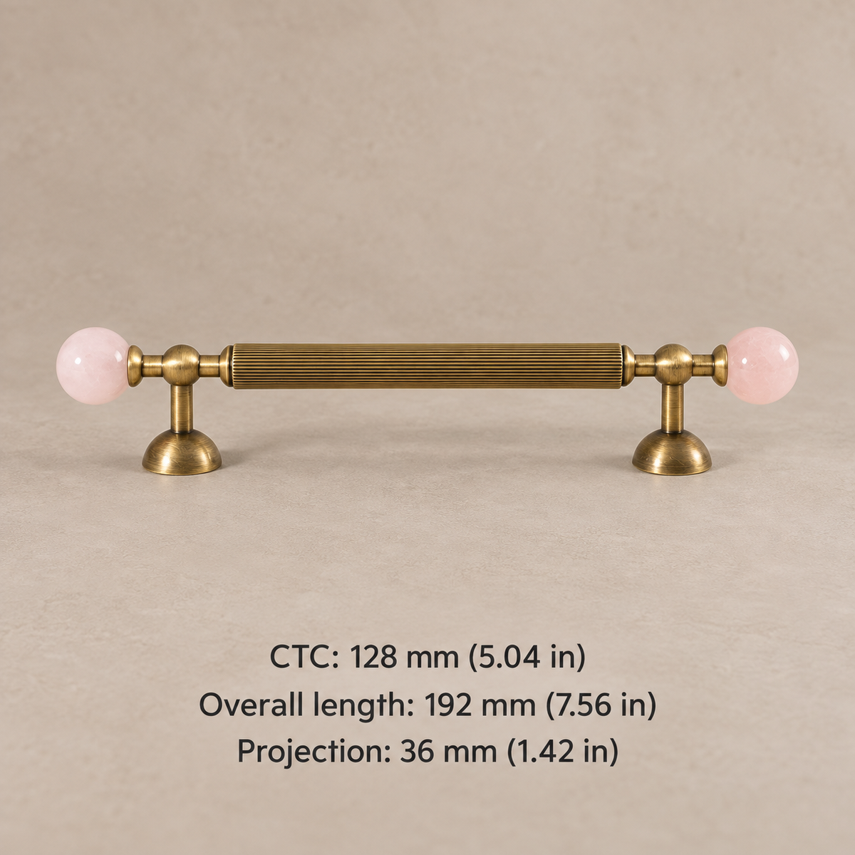 Pink Crystal Ball Brass Cabinet Knob & Ribbed Drawer Pull — option-5