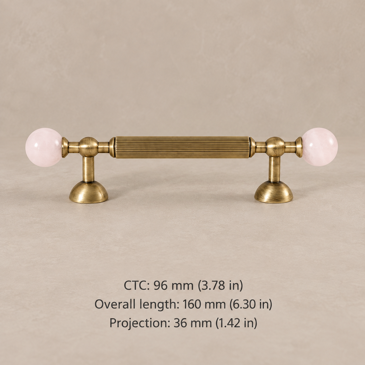 Pink Crystal Ball Brass Cabinet Knob & Ribbed Drawer Pull — option-6
